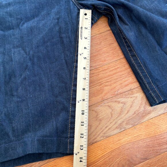 True Religion Mens‎ 42 Relaxed Baggy Jean Shorts Ricky Dark Blue Wash Denim USA - Picture 8 of 8